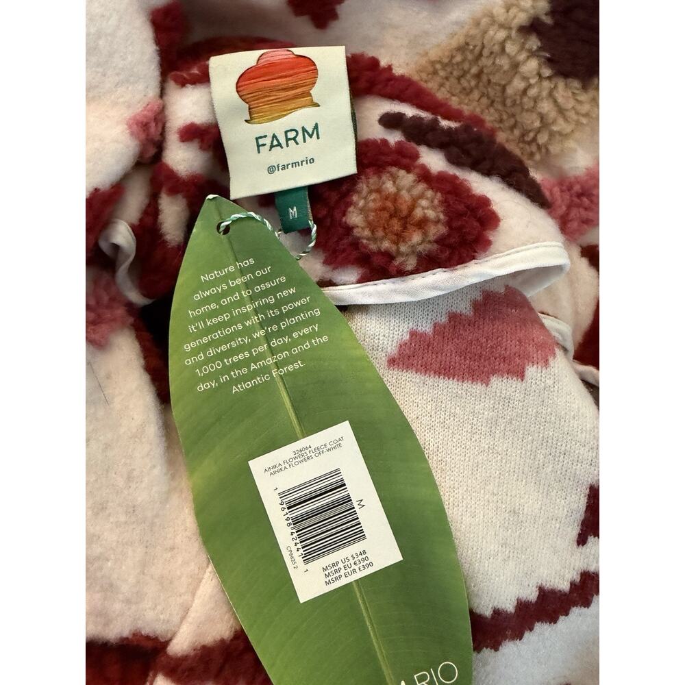 Farm Rio Ainika Flowers Belted Jacquard Fleece Coat Medium NWT - Picture 6 of 6